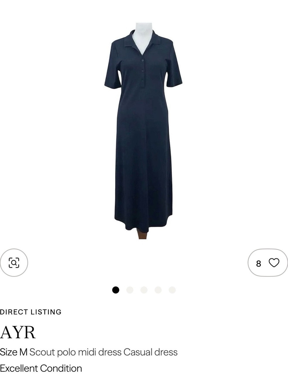 AYR Navy Polo Midi Dress with Collar